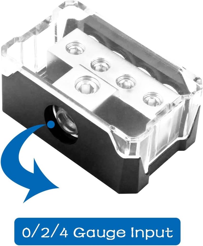 Seamaka 2PCS 4 Way Power Distribution Block,0/2/4 AWG Gauge in 4/8/10 Gauge Out,Amp Distribution Connecting Block for Car Audio Splitter O-072-2PCS - Image 4